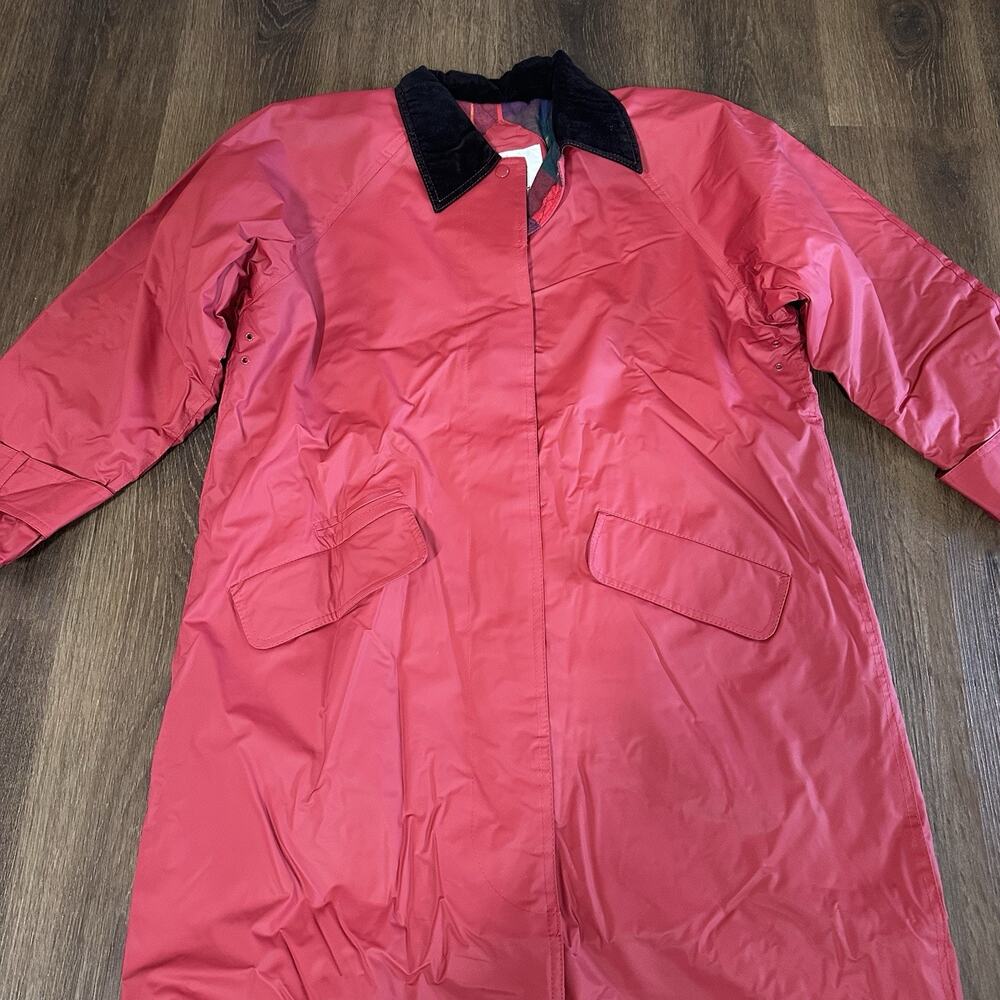 Vtg Misty Harbor Long Flannel Lined Rain Trench Red British Country Utility Sz M